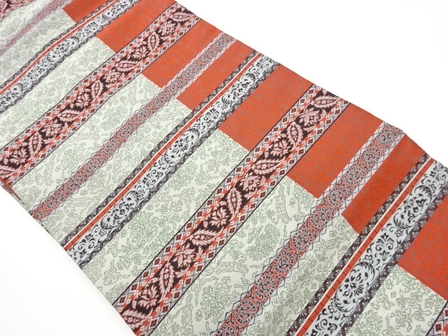 JAPANESE NAGOYA OBI / WOVEN ABSTRACT FLORAL PLANTS